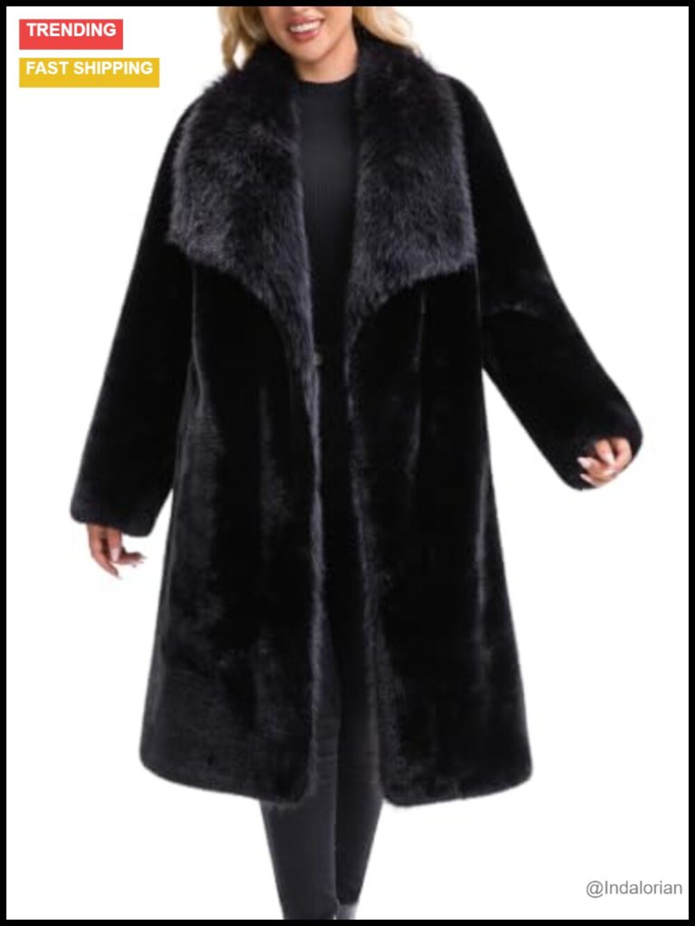 Faux Fur Long Coat Plush Lapel Winter Warm Jacket